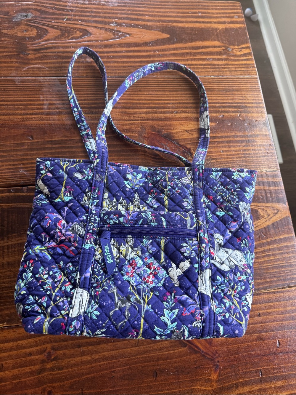 Vera Bradley Navy Quilted Floral Tote with Birds